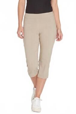 NEW MULTIPLES pull-on capris pants with back pockets in stone